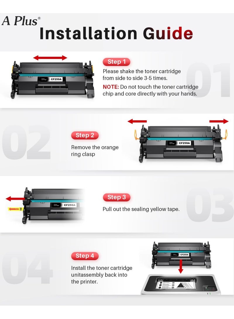 APlus 59A / 259A Compatible Toner Cartridge for HP LaserJet Pro M404, M406, M304, MFP M428, M430 Series – 3000 Page Yield, With Smart Chip - Image 5